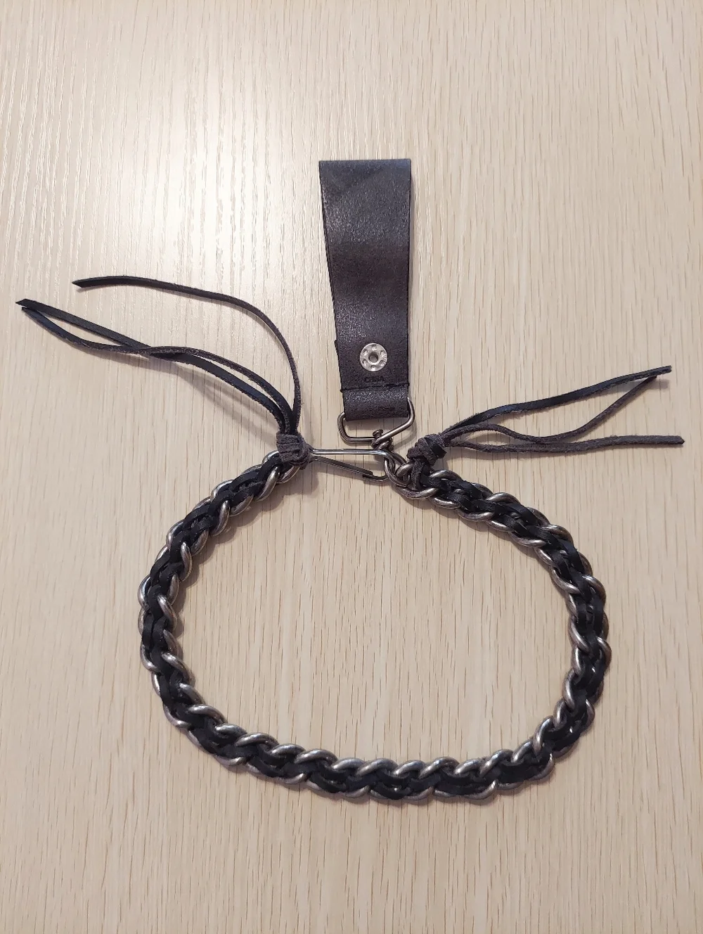 NWOT Harley Davidson Braided Gray/Black Leather and Metal 16